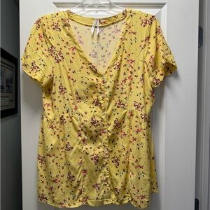 Seraphine Yellow Floral Maternity/ Nursing Blouse Top Size 10/ Large